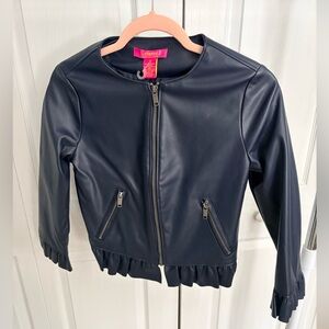 Catherine Navy Faux Leather Jacket